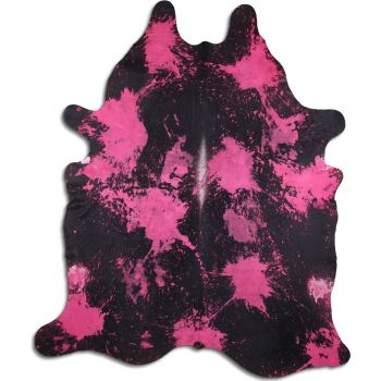 LG&#47;XL Brazilian Pink splatter distressed Black cowhide rugs. Measures approx. 42.5-50 square feet #3